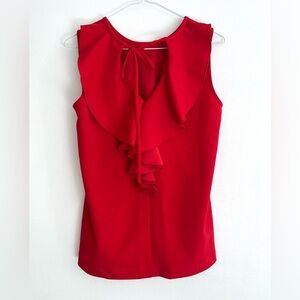 Ann Taylor Red Top V Ruffle Back, Size S